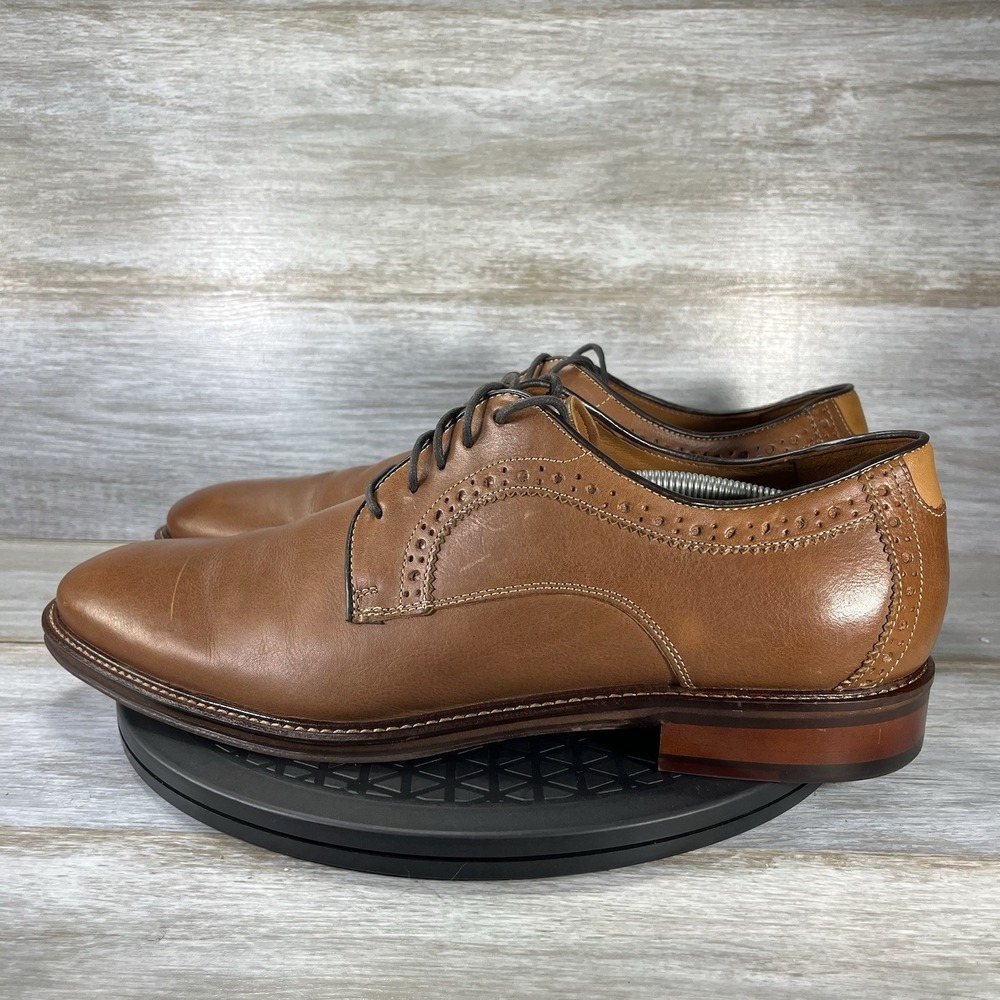 Johnston & Murphy Men's XC Flex Raleigh Brown Leather Plain Toe Oxfords Size 13